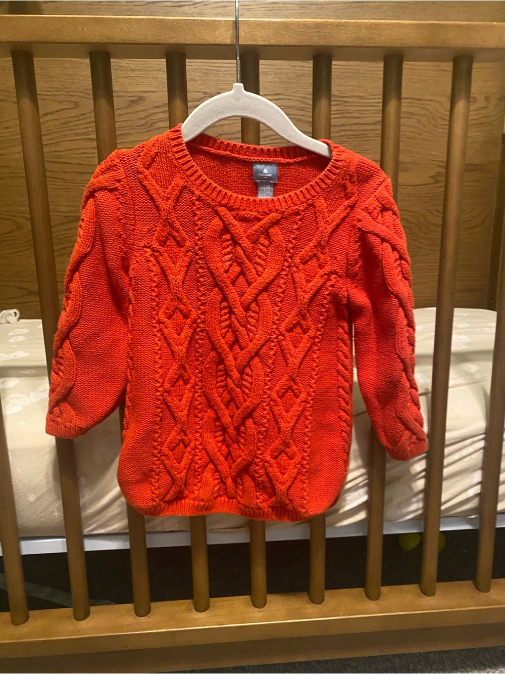 GAP Bright Orange Cable Knit Crewneck Sweater - 2T